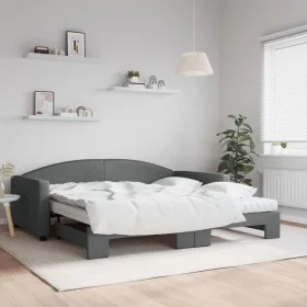 Trundle sofa bed with dark gray fabric mattress 100x200 cm by vidaXL, Beds and slatted bases - Ref: Foro24-3197212, Price: 42...