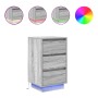 Mesilla de noche con luces LED sonoma gris 38x34x65 cm