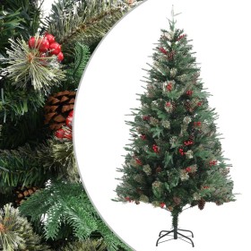 Árbol de Navidad y piñas verde PVC y PE 195 cm