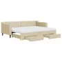 Trundle sofa bed with drawers cream fabric 80x200 cm by vidaXL, Beds and slatted bases - Ref: Foro24-3197479, Price: 456,00 €...