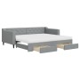 Sofá cama nido con cajones tela gris claro 90x200 cm