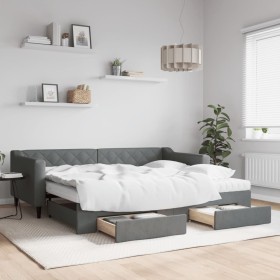 Trundle sofa bed with drawers dark gray fabric 90x200 cm by vidaXL, Beds and slatted bases - Ref: Foro24-3197481, Price: 485,...