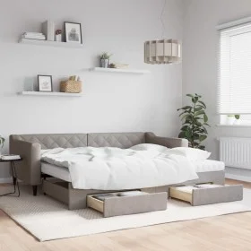 Trundle sofa bed with drawers taupe gray fabric 90x200 cm by vidaXL, Beds and slatted bases - Ref: Foro24-3197483, Price: 480...