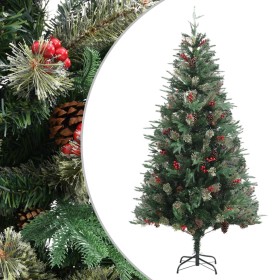 Árbol de Navidad y piñas verde PVC y PE 225 cm