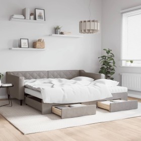 Trundle sofa bed with drawers taupe gray fabric 100x200 cm by vidaXL, Beds and slatted bases - Ref: Foro24-3197488, Price: 48...