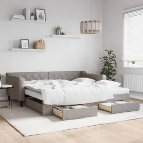 Trundle sofa bed with drawers taupe gray fabric 100x200 cm by vidaXL, Beds and slatted bases - Ref: Foro24-3197488, Price: 47...