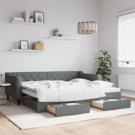 Trundle sofa bed with drawers dark gray fabric 90x200 cm by vidaXL, Beds and slatted bases - Ref: Foro24-3197463, Price: 295,...