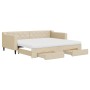 Sofá cama nido con cajones tela color crema 90x200 cm de vidaXL, Camas y somieres - Ref: Foro24-3197484, Precio: 477,94 €, De...