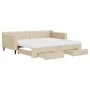 Trundle sofa bed with drawers cream fabric 90x200 cm by vidaXL, Beds and slatted bases - Ref: Foro24-3197484, Price: 478,70 €...