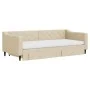 Trundle sofa bed with drawers cream fabric 90x200 cm by vidaXL, Beds and slatted bases - Ref: Foro24-3197484, Price: 478,70 €...