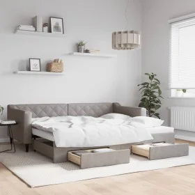 Trundle sofa bed with drawers taupe gray fabric 90x200 cm by vidaXL, Beds and slatted bases - Ref: Foro24-3197465, Price: 290...