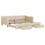 Sofá cama nido con cajones tela color crema 90x200 cm de vidaXL, Camas y somieres - Ref: Foro24-3197466, Precio: 288,80 €, De...