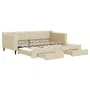 Trundle sofa bed with drawers cream fabric 90x200 cm by vidaXL, Beds and slatted bases - Ref: Foro24-3197466, Price: 289,15 €...