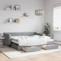 Trundle sofa bed with drawers light gray fabric 90x190 cm by vidaXL, Beds and slatted bases - Ref: Foro24-3197490, Price: 441...