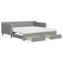 Trundle sofa bed with drawers light gray fabric 90x190 cm by vidaXL, Beds and slatted bases - Ref: Foro24-3197490, Price: 441...