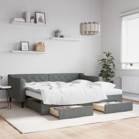 Trundle sofa bed with drawers dark gray fabric 90x190 cm by vidaXL, Beds and slatted bases - Ref: Foro24-3197491, Price: 457,...