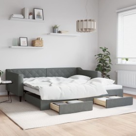 Trundle sofa bed with drawers dark gray fabric 100x200 cm by vidaXL, Beds and slatted bases - Ref: Foro24-3197468, Price: 300...