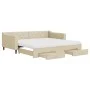 Trundle sofa bed with drawers cream fabric 100x200 cm by vidaXL, Beds and slatted bases - Ref: Foro24-3197489, Price: 473,27 ...