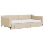 Trundle sofa bed with drawers cream fabric 100x200 cm by vidaXL, Beds and slatted bases - Ref: Foro24-3197489, Price: 471,60 ...