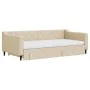 Trundle sofa bed with drawers cream fabric 100x200 cm by vidaXL, Beds and slatted bases - Ref: Foro24-3197489, Price: 473,27 ...