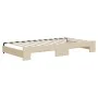 Trundle sofa bed with drawers cream fabric 100x200 cm by vidaXL, Beds and slatted bases - Ref: Foro24-3197489, Price: 473,27 ...