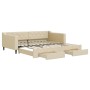 Trundle sofa bed with drawers cream fabric 100x200 cm by vidaXL, Beds and slatted bases - Ref: Foro24-3197471, Price: 299,89 ...