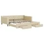 Trundle sofa bed with drawers cream fabric 100x200 cm by vidaXL, Beds and slatted bases - Ref: Foro24-3197471, Price: 302,67 ...
