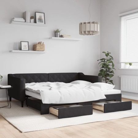 Sofá cama nido con cajones tela negro 90x190 cm de vidaXL, Camas y somieres - Ref: Foro24-3197474, Precio: 286,71 €, Descuent...