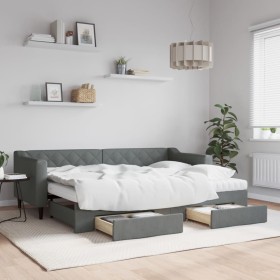 Trundle sofa bed with drawers dark gray fabric 80x200 cm by vidaXL, Beds and slatted bases - Ref: Foro24-3197476, Price: 480,...