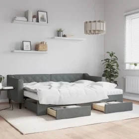 Trundle sofa bed with drawers dark gray fabric 80x200 cm by vidaXL, Beds and slatted bases - Ref: Foro24-3197476, Price: 454,...