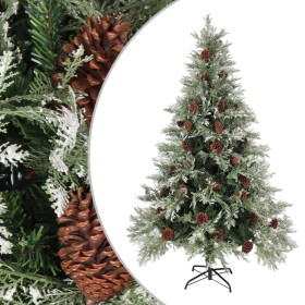 Árbol de Navidad con piñas verde y blanco PVC y PE 120 cm
