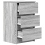 Mesilla de noche con 3 cajones gris Sonoma 39x35x65 cm
