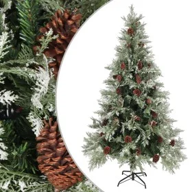 Christmas tree with pine cones green and white PVC and PE 195 cm by vidaXL, Christmas trees - Ref: Foro24-340535, Price: 117,...