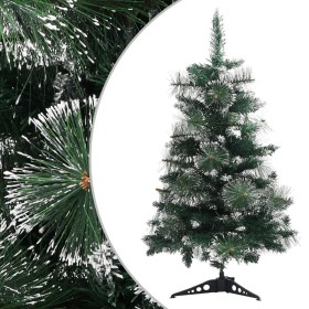 Árbol Navidad artificial con soporte PVC verde y blanco 60 cm
