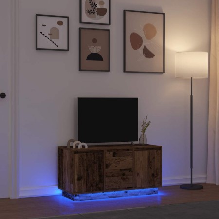 Mueble de TV con luces LED madera vieja 100x41x50 cm