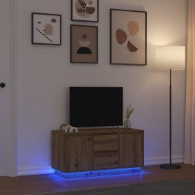 Mueble de TV con luces LED roble artesanal 100x41x50 cm en Muebles TV | Comprar online en Foro24