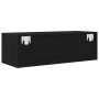 Mueble de TV de madera de roble negro 80x31x25,5 cm
