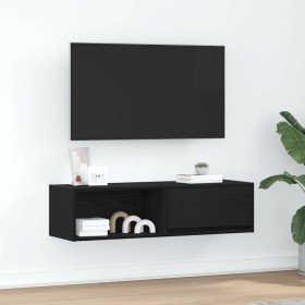 Mueble de TV de madera de roble negro 100x31x25,5 cm en Muebles TV | Comprar online en Foro24