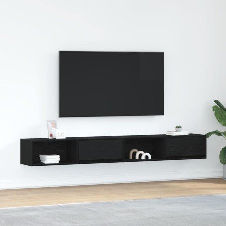 Muebles de TV 2 uds Roble Negro 100x31x25,5cm Madera ingeniería en Muebles TV | Comprar online en Foro24