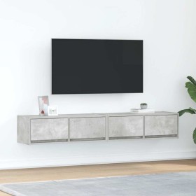 Muebles de TV 2uds madera ingeniería gris hormigón 80x31x25,5cm