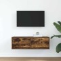 Mueble de TV de roble ahumado 80x31x25,5cm Madera de ingeniería