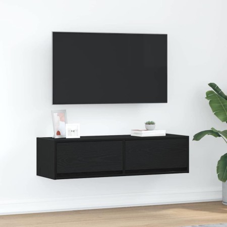 Gabinete de TV con cajón Roble negro 100 x 31 x 25.5 cm
