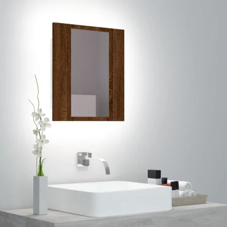 Badezimmerschrank mit LED-Spiegel aus Eichenbraunholz 40x12x45 cm von vidaXL, Badezimmerwaschtische - Ref: Foro24-822835, Pre...