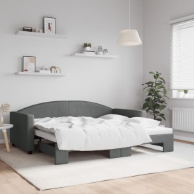 Trundle sofa bed dark gray fabric 90x190 cm by vidaXL, Beds and slatted bases - Ref: Foro24-3197199, Price: 249,14 €, Discoun...