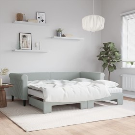 Trundle sofa bed with light gray velvet mattress 90x190 cm by vidaXL, Beds and slatted bases - Ref: Foro24-3197808, Price: 42...