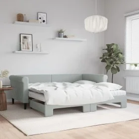 Trundle sofa bed with light gray velvet mattress 90x190 cm by vidaXL, Beds and slatted bases - Ref: Foro24-3197808, Price: 39...