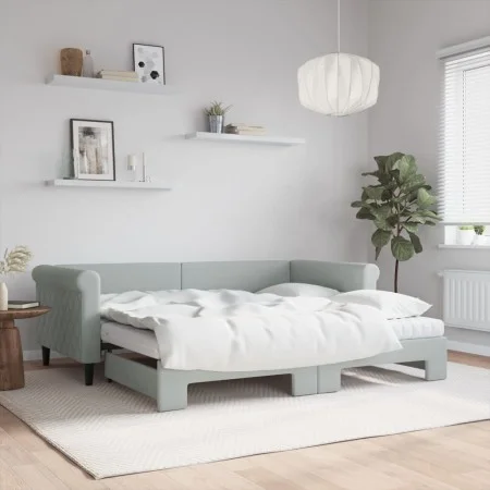 Trundle sofa bed with light gray velvet mattress 90x190 cm by vidaXL, Beds and slatted bases - Ref: Foro24-3197808, Price: 39...