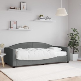 Sofá cama con colchón tela gris oscuro 90x190 cm