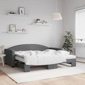 Trundle sofa bed with dark gray fabric mattress 90x190 cm by vidaXL, Beds and slatted bases - Ref: Foro24-3197217, Price: 407...