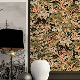 DUTCH WALLCOVERINGS Papel de pared Floral negro